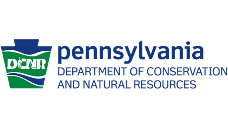 Green and blue PA Department of Conservation and Natural Resources logo. The agency leading the effort to fight the hemlock woolly adelgid.